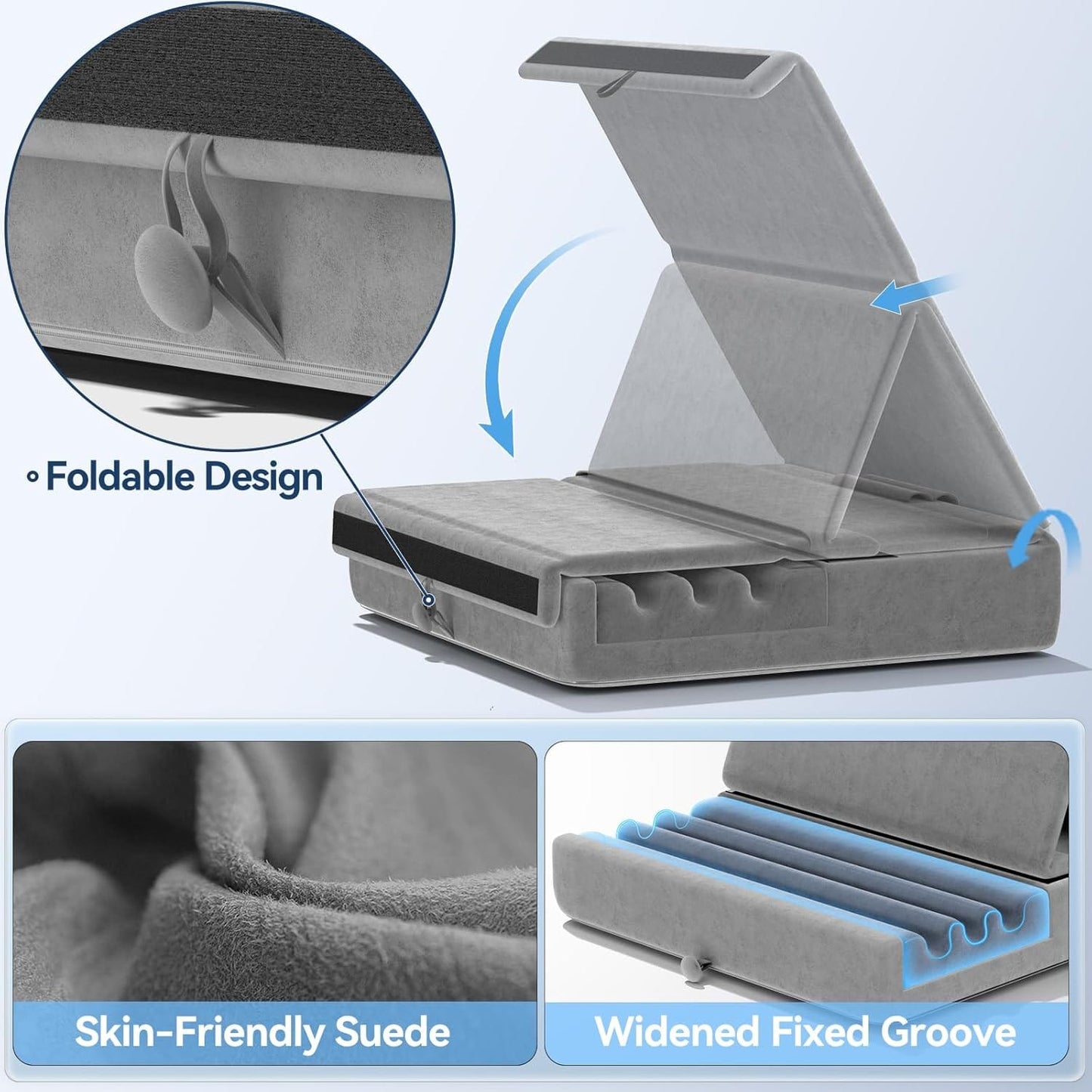 Adjustable Tablet Pillow Stand with Storage Pockets and Wide Device Compatibility