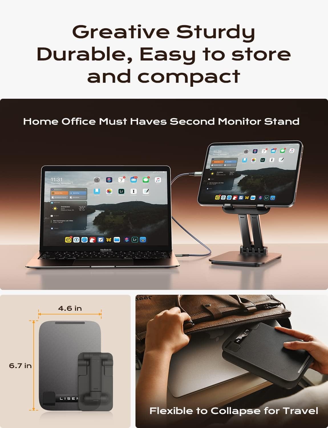 Adjustable Foldable Tablet Stand with Anti-Slip Base for 4-15.9" Devices