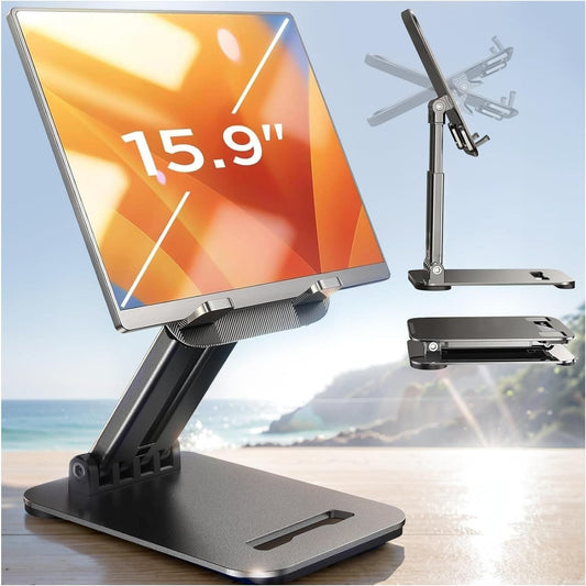 Adjustable Foldable Tablet Stand with Anti-Slip Base for 4-15.9" Devices